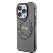 Guess Flowers Ring Glossy Logo MagSafe Case for iPhone 15 Pro Max (black-clear) 1