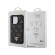 Guess PU 4G Triangle Metal Logo Case - дизайнерски кожен кейс за iPhone 15 Pro (черен) 6