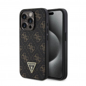 Guess PU 4G Triangle Metal Logo Case Case for iPhone 15 Pro (black)