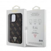 Guess PU 4G Triangle Metal Logo Case - дизайнерски кожен кейс за iPhone 15 Pro Max (черен) 6