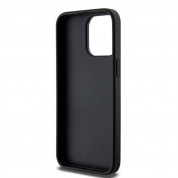 Guess PU 4G Triangle Metal Logo Case - дизайнерски кожен кейс за iPhone 15 Pro Max (черен) 5