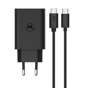 Motorola TurboPower USB-C PD Wall Charger 68W - захранване за ел. мрежа с USB-C изход с технология за бързо зареждане и USB-C към USB-C кабел (черен)