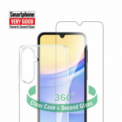 4smarts 360° Starter Set - тънък силиконов кейс и стъклено защитно покритие за дисплея на Samsung Galaxy A15, A15 5G (прозрачен)
