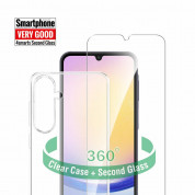 4smarts 360° Starter Set - тънък силиконов кейс и стъклено защитно покритие за дисплея на Samsung Galaxy A25 5G (прозрачен)