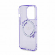 Guess Flowers Ring Glossy Logo MagSafe Case for iPhone 15 Pro (purple-clear) 5