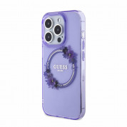 Guess Flowers Ring Glossy Logo MagSafe Case for iPhone 15 Pro (purple-clear) 1