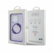 Guess Flowers Ring Glossy Logo MagSafe Case for iPhone 15 Pro (purple-clear) 6