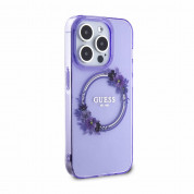 Guess Flowers Ring Glossy Logo MagSafe Case for iPhone 15 Pro (purple-clear) 3