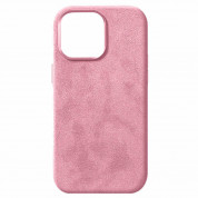 Alcane MagSafe Case - велурен кейс с MagSafe за iPhone 15 Pro Max (розов) 1