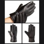 HR Men's Insulated PU leather Phone Gloves - зимни ръкавици за тъч екрани (сив) 6