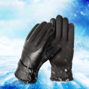 HR Men's Insulated PU leather Phone Gloves - зимни ръкавици за тъч екрани (сив) 3