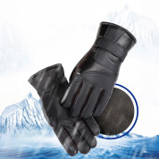 HR Men's Insulated PU leather Phone Gloves - зимни ръкавици за тъч екрани (сив) 5