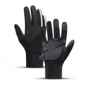 HR Insulated Anti-Slip Sport Gloves L - плетени зимни ръкавици за тъч екрани (черен)