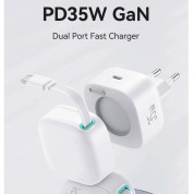 Usams GaN Wall Charger With Magnetic Retractable USB-C Cable 35W - захранване за ел. мрежа с 1xUSB-C изход и вграден USB-C кабел (бял) 1