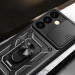 Armor Camshield Hybrid Case With Stand - хибриден удароустойчив кейс с пръстен против изпускане за Samsung Galaxy S24 (черен) 6
