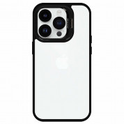 Tel Protect Kickstand Case and Camera Glass Lens - хибриден кейс с поставка и стъклени лещи за камерата за iPhone 15 Pro (черен)  2