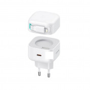 Usams GaN Wall Charger With Magnetic Retractable Lightning Cable 35W (white)