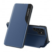 Eco Leather View Case - кожен калъф, тип портфейл за Samsung Galaxy S24 Ultra (син) 