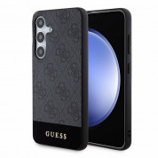 Guess PU 4G Stripe Leather Hard Case - дизайнерски кожен кейс за Samsung Galaxy S24 (сив)