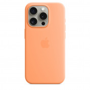 Apple iPhone Silicone Case with MagSafe - оригинален силиконов кейс за iPhone 15 Pro с MagSafe (оранжев) 