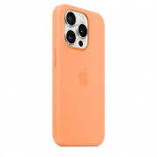 Apple iPhone Silicone Case with MagSafe - оригинален силиконов кейс за iPhone 15 Pro с MagSafe (оранжев)  4