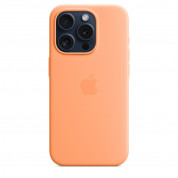 Apple iPhone Silicone Case with MagSafe - оригинален силиконов кейс за iPhone 15 Pro с MagSafe (оранжев)  1