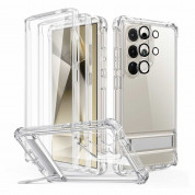 ESR Armor Kickstand Case - хибриден удароустойчив кейс с вграден стъклен протектор за дисплея и протектори за камерата за Samsung Galaxy S24 Ultra (прозрачен)