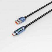 Tech-Protect UltraBoost USB-A to USB-C Cable with LED Display 66W - здрав кабел с въжена оплетка с бързо зареждане за устройства с USB-C порт (100 см) (син) 2
