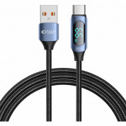 Tech-Protect UltraBoost USB-A to USB-C Cable with LED Display 66W - здрав кабел с въжена оплетка с бързо зареждане за устройства с USB-C порт (200 см) (син)