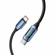 Tech-Protect UltraBoost USB-C to USB-C Cable with LED Display 100W - здрав кабел с въжена оплетка с бързо зареждане за устройства с USB-C порт (100 см) (син) 1