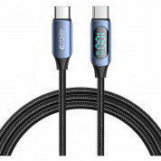 Tech-Protect UltraBoost USB-A to USB-C Cable with LED Display 100W - здрав кабел с въжена оплетка с бързо зареждане за устройства с USB-C порт (200 см) (син)