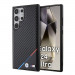 BMW M Collection PU Carbon Magsafe Tricolor Line Hard Case - кожен кейс с MagSafe за Samsung Galaxy S24 Ultra (черен) 1