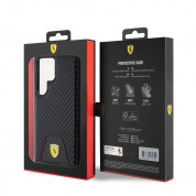 Ferrari PU Bottom Carbon Leather Hard Case - кожен кейс за Samsung Galaxy S24 Ultra (черен) 6
