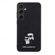 Karl Lagerfeld PU Saffiano Metal Karl and Choupette Case - дизайнерски кожен кейс за Samsung Galaxy S24 Plus (черен) 2