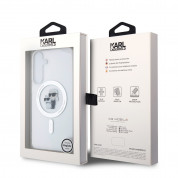 Karl Lagerfeld IML Glitter Karl and Choupette MagSafe Case - дизайнерски силиконов кейс с MagSafe за Samsung Galaxy S24 Plus (прозрачен) 6