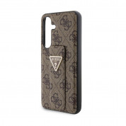 Guess PU 4G Strass Grip Stand Triangle Metal Logo Case for Samsung Galaxy S24 (brown) 4