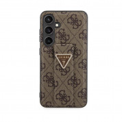 Guess PU 4G Strass Grip Stand Triangle Metal Logo Case for Samsung Galaxy S24 (brown) 2