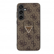 Guess PU 4G Strass Grip Stand Triangle Metal Logo Case for Samsung Galaxy S24 Plus (brown) 2