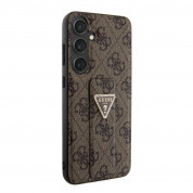 Guess PU 4G Strass Grip Stand Triangle Metal Logo Case for Samsung Galaxy S24 Plus (brown) 3