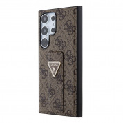 Guess PU 4G Strass Grip Stand Triangle Metal Logo Case for Samsung Galaxy S24 Ultra (brown) 1