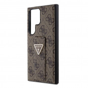 Guess PU 4G Strass Grip Stand Triangle Metal Logo Case for Samsung Galaxy S24 Ultra (brown) 4