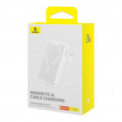 Baseus Magnetic Mini Wireless Charging Power Bank 10000 mAh 20W (P10022109223-00) - преносима външна батерия с вграден Ligtning кабел и безжично зареждане с MagSafe (бял)  11