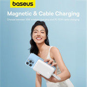 Baseus Magnetic Mini Wireless Charging Power Bank 10000 mAh 20W (P10022109223-00) - преносима външна батерия с вграден Ligtning кабел и безжично зареждане с MagSafe (бял)  8