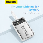 Baseus Magnetic Mini Wireless Charging Power Bank 10000 mAh 20W (P10022109223-00) - преносима външна батерия с вграден Ligtning кабел и безжично зареждане с MagSafe (бял)  10