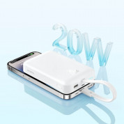 Baseus Magnetic Mini Wireless Charging Power Bank 10000 mAh 20W (P10022109223-00) - преносима външна батерия с вграден Ligtning кабел и безжично зареждане с MagSafe (бял)  6