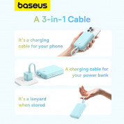 Baseus Magnetic Mini Wireless Charging Power Bank 10000 mAh 20W (P10022109333-00) - преносима външна батерия с вграден Ligtning кабел и безжично зареждане с MagSafe (светлосин)  9