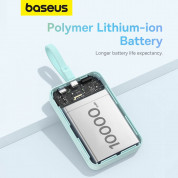 Baseus Magnetic Mini Wireless Charging Power Bank 10000 mAh 20W (P10022109333-00) - преносима външна батерия с вграден Ligtning кабел и безжично зареждане с MagSafe (светлосин)  10