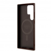 Guess PU 4G Colored Ring MagSafe Leather Hard Case - дизайнерски кожен кейс с MagSafe за Samsung Galaxy S24 Ultra (кафяв) 5