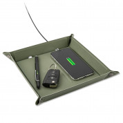 4smarts Pocket Tray Organizer, 15W - настолен органайзер с поставка (пад) за безжично зареждане за Qi съвместими устройства (зелен)