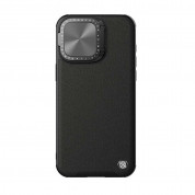 Nillkin CamShield Prop Leather Magnetic Case - хибриден удароустойчив кожен кейс с MagSafe за iPhone 15 Pro (черен)